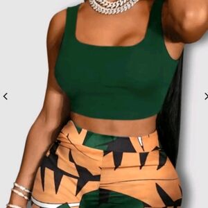 Green Sleeveless Crop Top